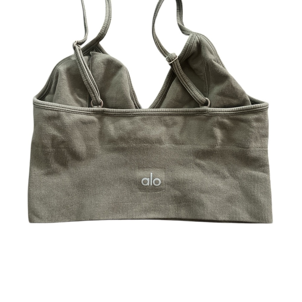 ALO Yoga Seamless V-Neck Brami — Olive - Picture 2 of 2